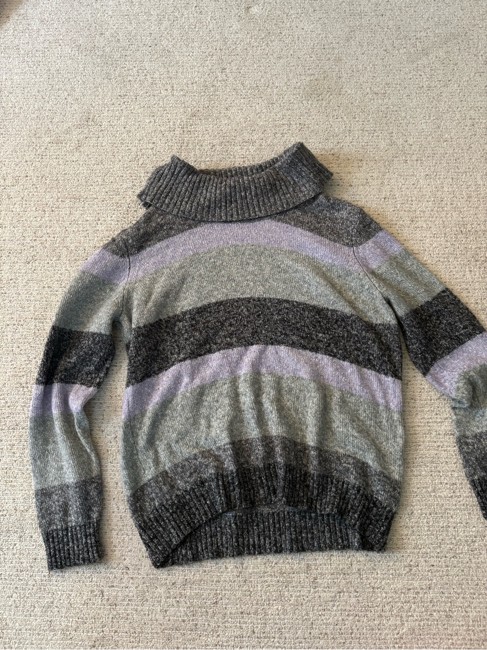 croft & barrow Striped Cowl Neck Sweater in Gray and Lavender